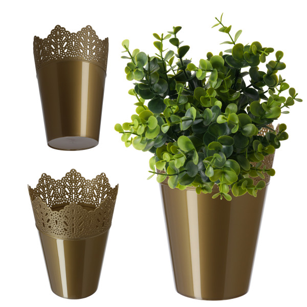 Doniczka Donica Na Kwiaty Osłonka 12cm Złota