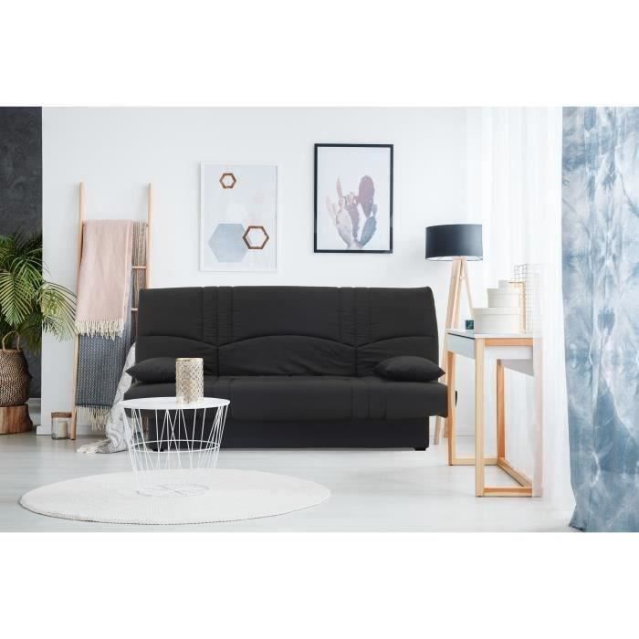 3-seater click-clack sofa bed - Black fabric - W 190 x D 92 cm - DREAM - Contemporary style
