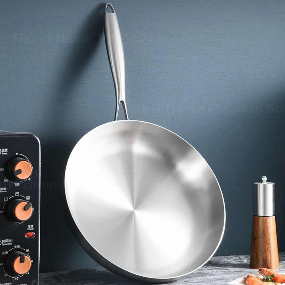 Poêle à frire en acier inoxydable 316, wok antiadhésif, sans revêtement, pour la cuisson des steaks, compatible avec les plaques de cuisson à gaz et à induction, casserole et ustensiles de cuisine.
