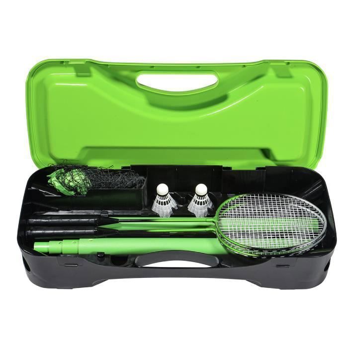 Komplettes Badminton-Set mit Netz (295 x 38 x 154 cm), Schlägern, Federbällen und Aufbewahrungstasche