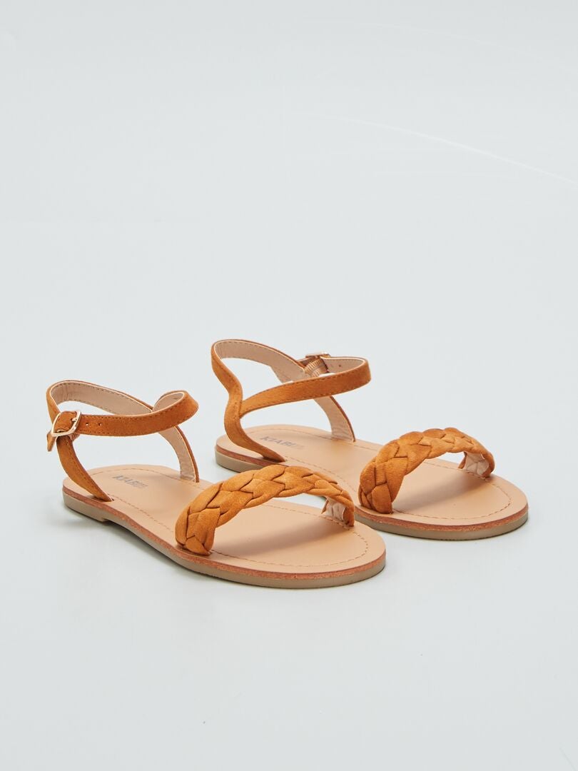 Sandalias con tiras trenzadas - MARRÓN