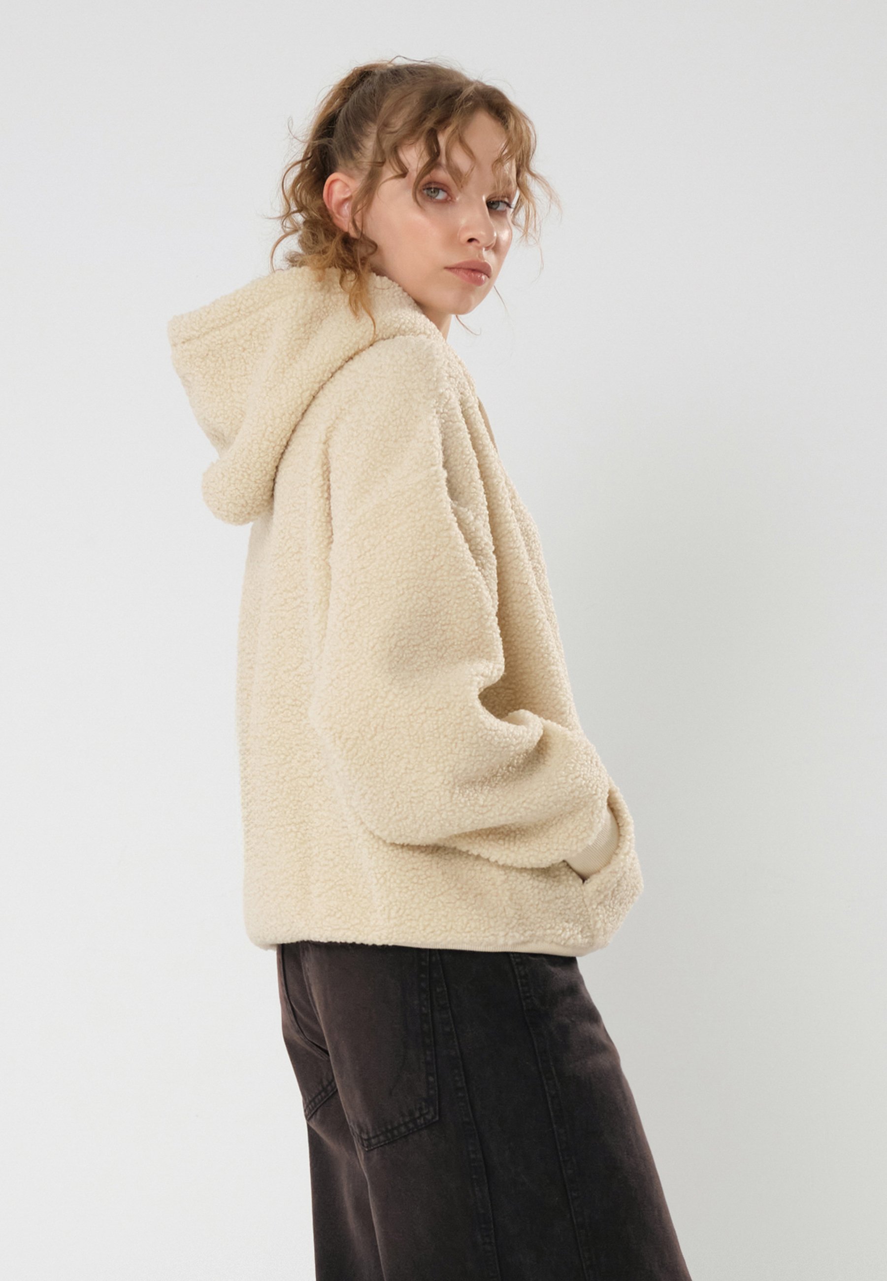 Even&Odd TEDDY HOODIE - Fleece trui - gebroken wit