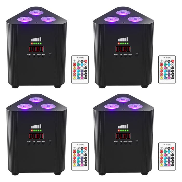 Luci da palcoscenico ricaricabili - UKING LED RGBW DMX per feste - Con telecomando per DJ, bar e discoteca - Confezione da 4