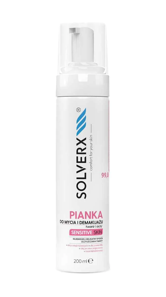 Solverx Sensitive Skin - Pianka do mycia twarzy i demakijażu 200ml