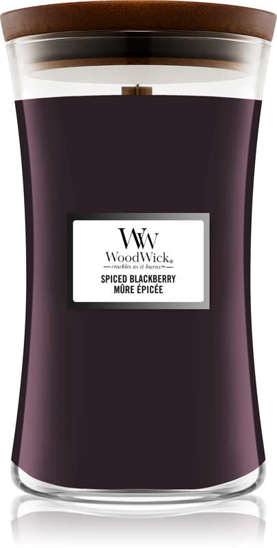 Woodwick Spiced Blackberry geurkaars met houten lont (haardlont)