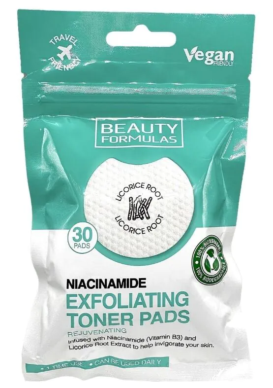 Beauty Formulas Nasączone płatki złuszczające Niacynamid
