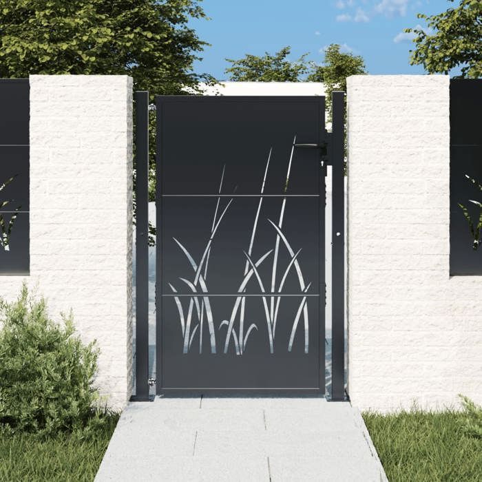 Clarence* Portail de jardin - Portillon anthracite 105x155cm acier conception d'herbe &Europ2652966