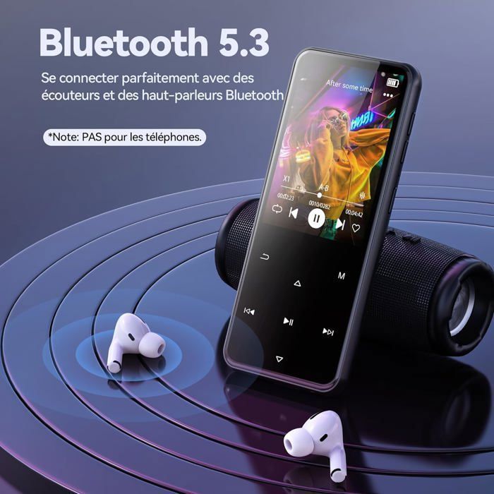 AGPTEK Player MP3 cu 64 GB și Bluetooth 5.3, ecran mare de 2,4