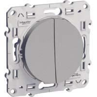 Dubbele tweewegschakelaar en aluminium drukknop