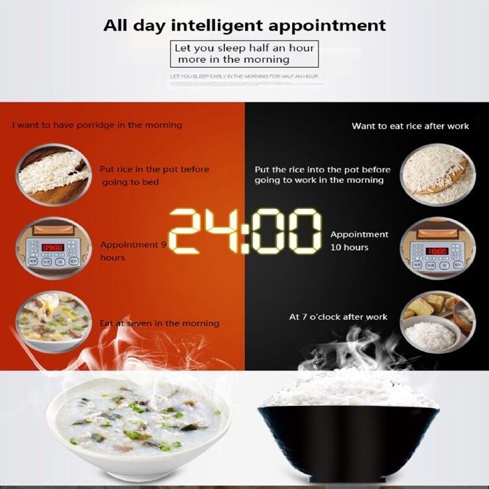 Multifunctional Rice Cooker - 900W - 5L - Aluminum Alloy Inner Pot - Button Controls - Suitable for 6-7 People