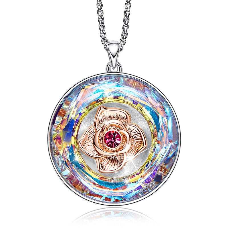 Collier rose danse pour femme orné de cristaux, collier « Je t'aime maman » gravé, cadeau pour la fête des mères