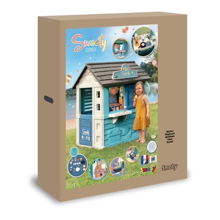 SMOBY - Sweety Corner House - Counter and preparation area - Ice cream machine - 18 accessories included - Made in France