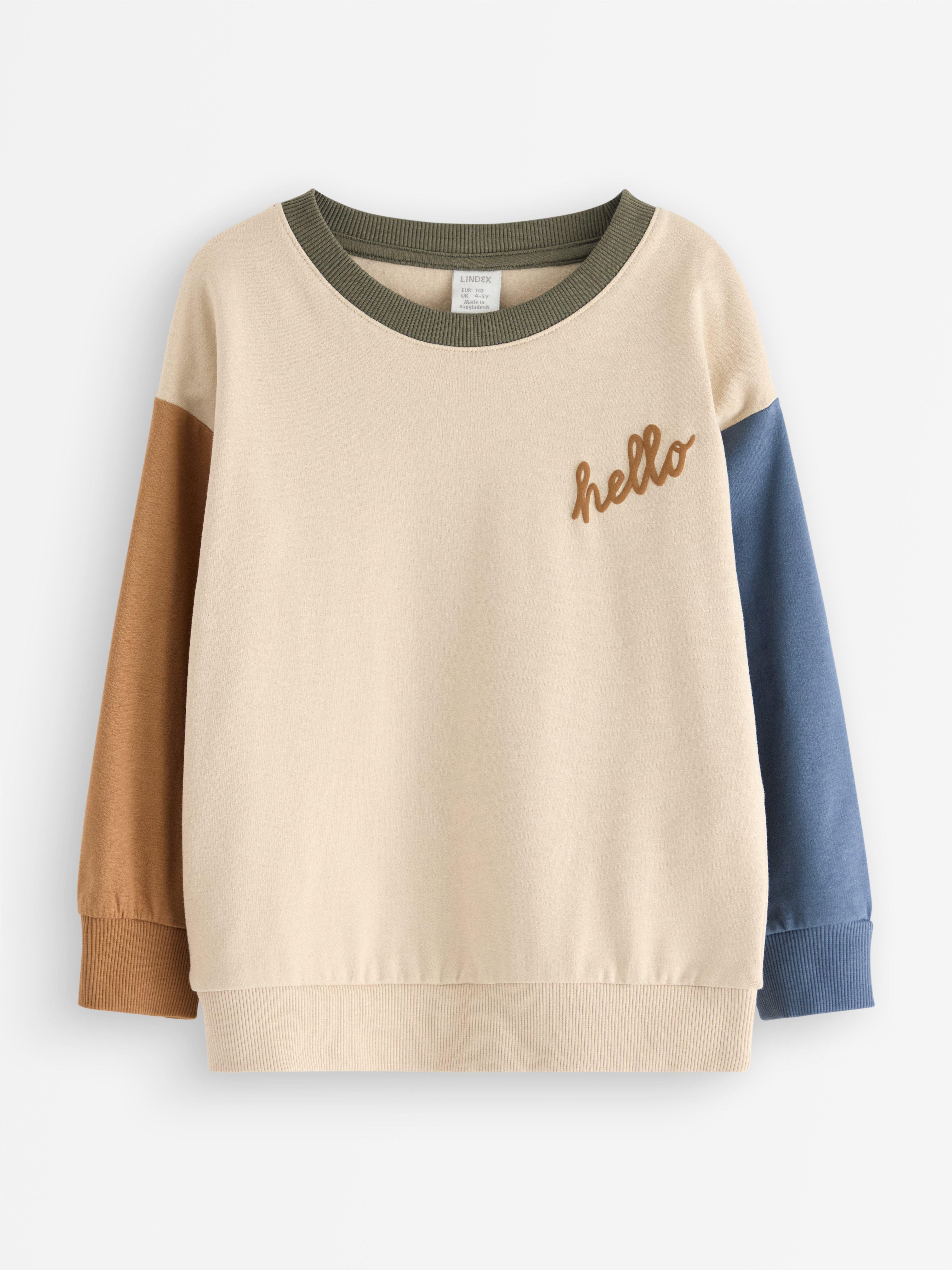 Sweatshirt med borstad insida Light Beige