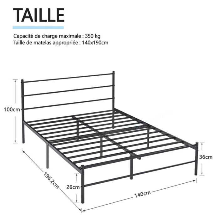 Juego de colchón Frixovel de 140x190 cm y cama con cabecero, edredón y 2 almohadas.