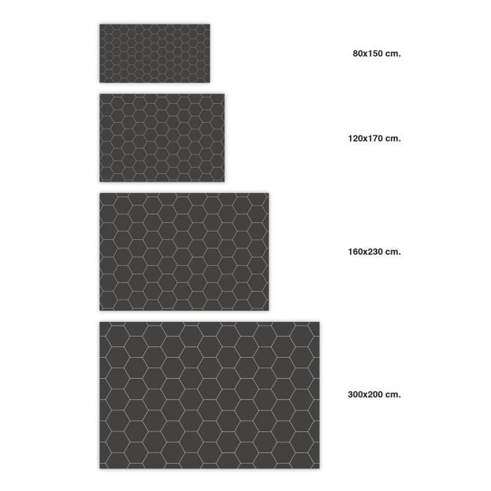 Alfombra de vinilo Panorama Mosaic Hexagons Gris 140x200 cm - Alfombra para cocina, oficina y sala de estar en PVC