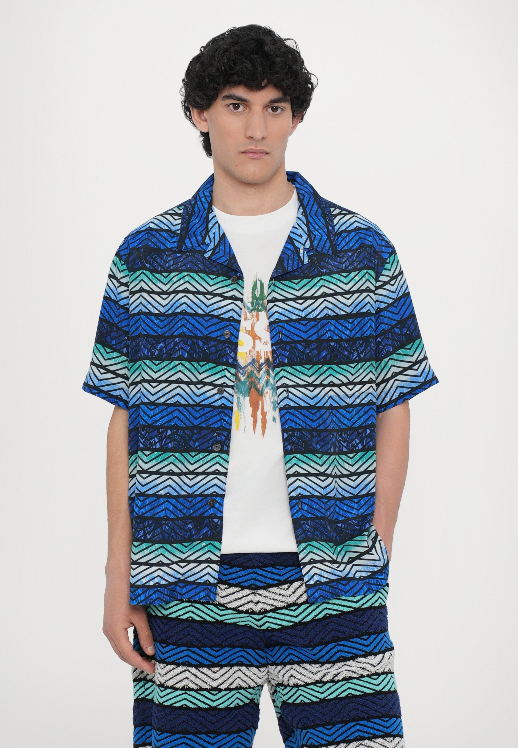 Missoni SHORT SLEEVE SHIRT - Cămașă - tonuri de albastru