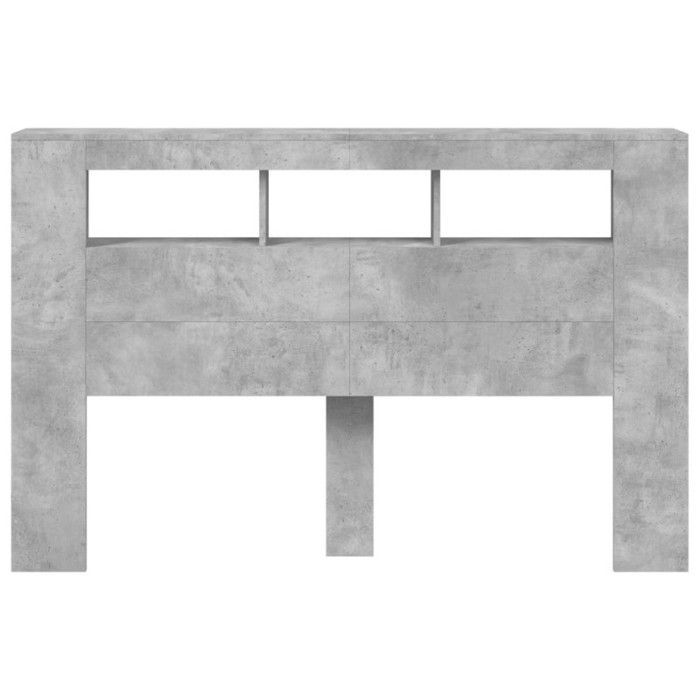 vidaXL Tête de Lit à LED, Tête de Cadre de Lit, Accessoire de Lit Double, Meuble de Chambre à Coucher Maison Intérieur, Gris 837354