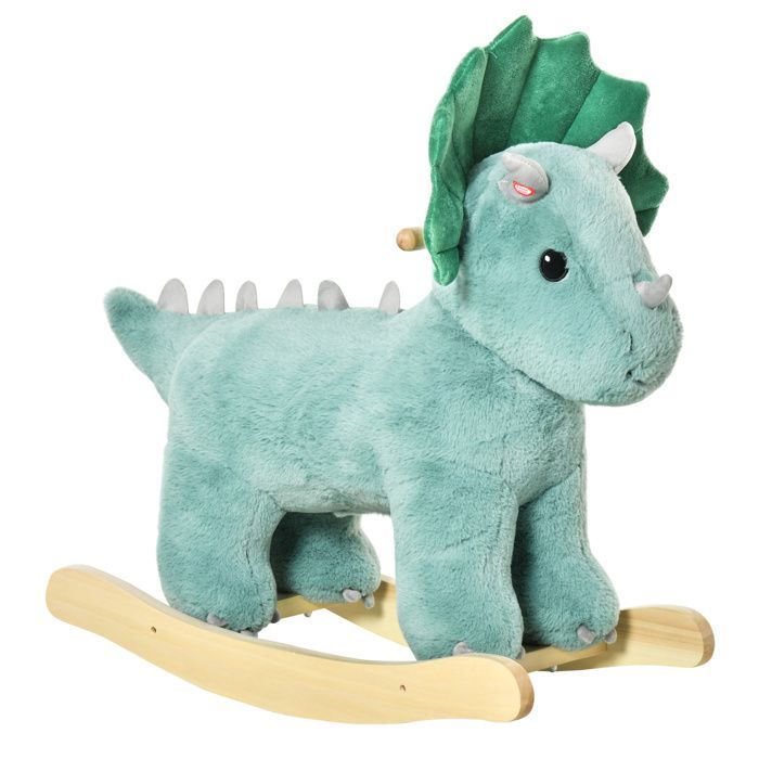 Gungleksak - HOMCOM - Dinosaurie Rytande Ljudeffekt Kort Plyschleksak för Barnrum - Trä - Blågrön
