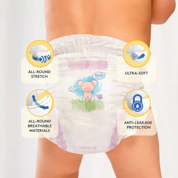 Kruidvat 4+ Maxi Plus autiņbiksītes vidējā iepakojumā<br>izmērs 4+ (9-15 kg), 27 gab.