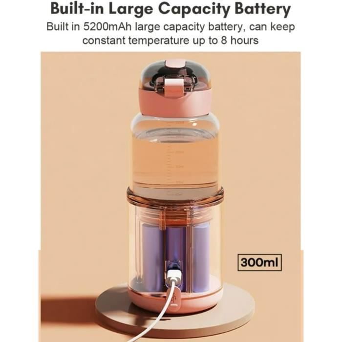 Scaldabiberon portatile senza fili con temperatura regolabile per biberon da 300 ml, ideale per viaggi, auto, aereo, disponibile in vari colori.