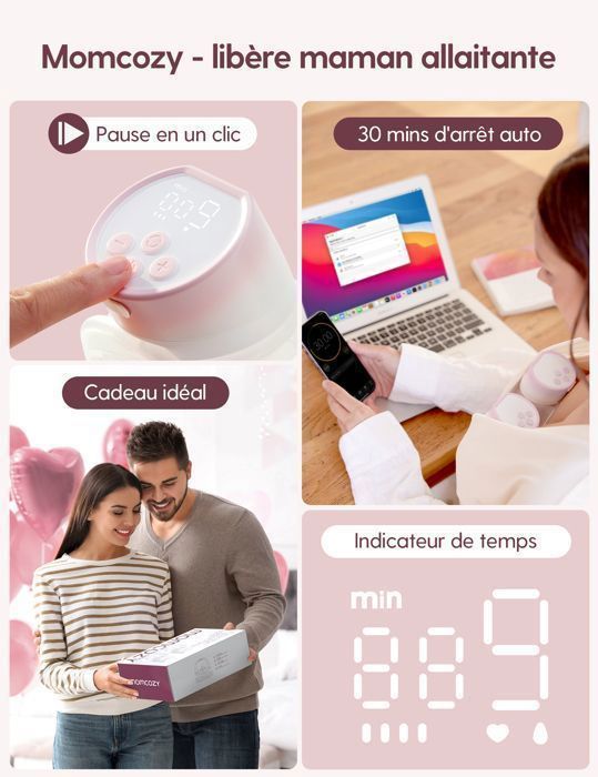 Momcozy S12 Pinky Pro Tragbare elektrische Milchpumpe, 24 mm, 2er-Pack