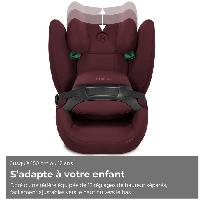 Silla de coche Cybex Pallas B i-Size CBX - 76 a 150 cm - 9 a 50 kg - 15 meses a 12 años - Rojo Rumba - Rojo oscuro