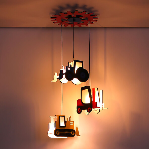 Børnehængelampe gravemaskine, inkl. 3 x E14