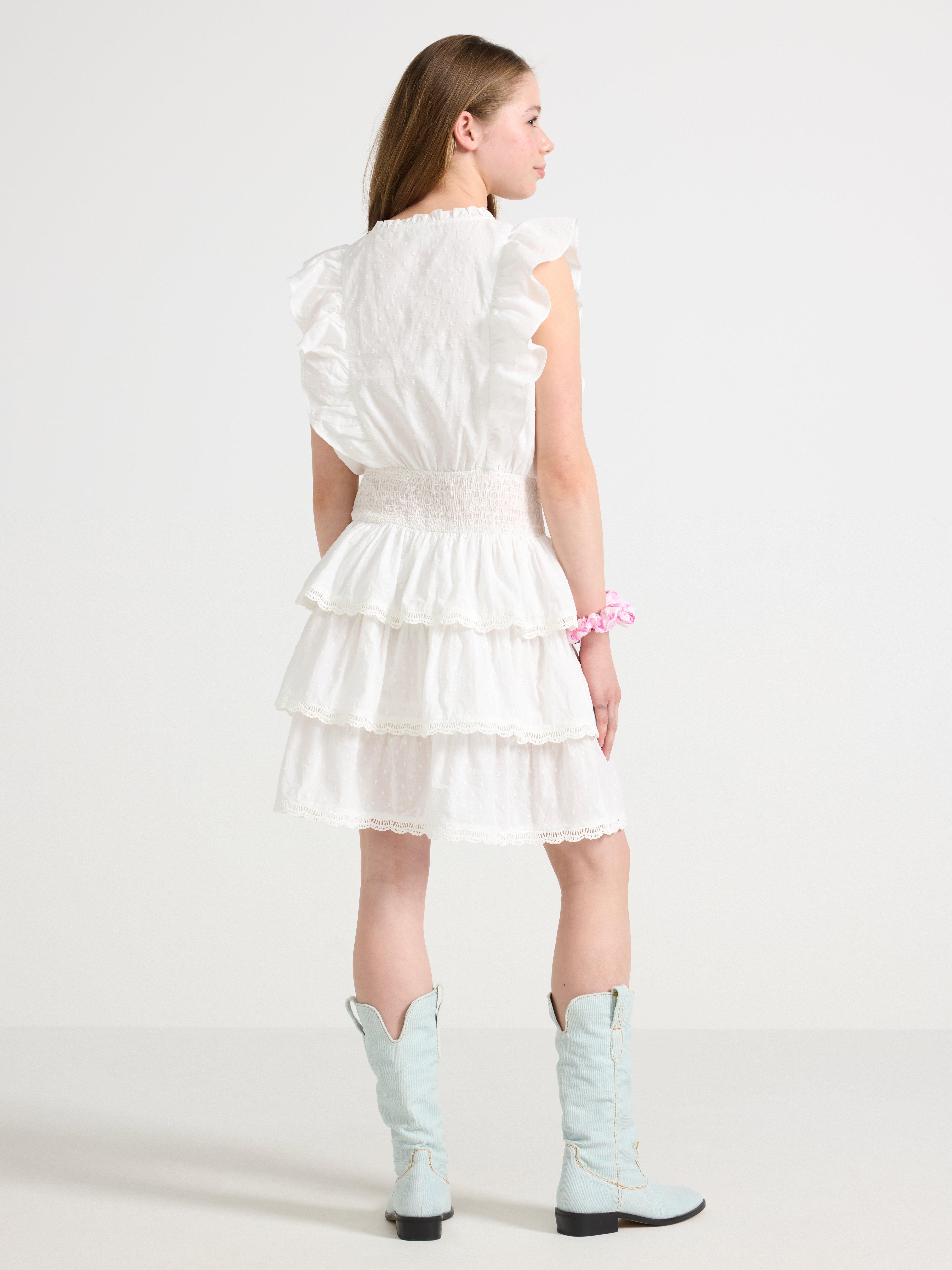 Rochie cu volane Off White