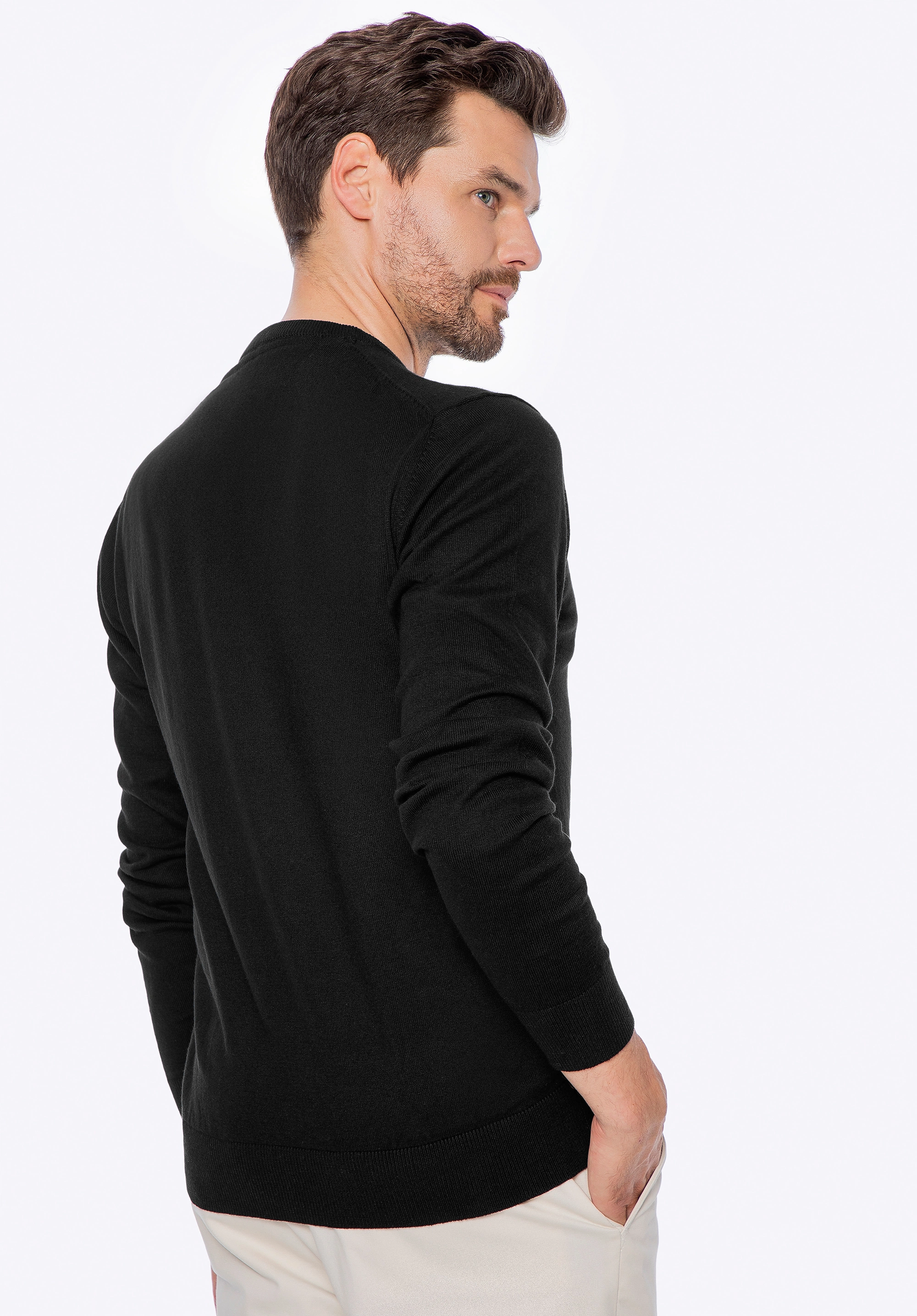 Sweter męski bawełniany z kaszmirem czarny