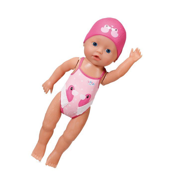 Poupon - BABY BORN -  Ma première nage - Poupée fille 30 cm - Tenue non détachable et bonnet - Jouet de bain - Dès 1 an