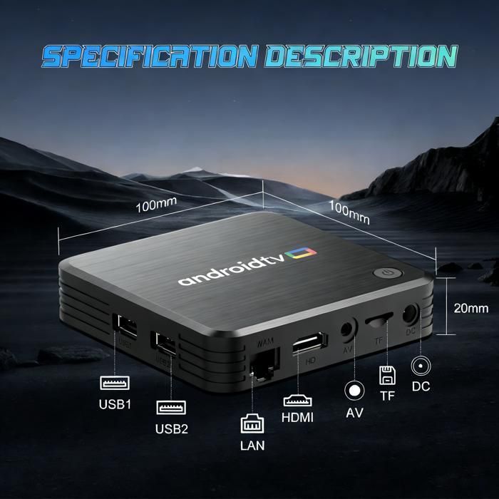 Android Box - Android 15.0 - 4K - 2/8 GB - IPTV Box - Android TV - Compatibilidad con múltiples interfaces - WiFi 2.4/5.0G - Reproductor multimedia
