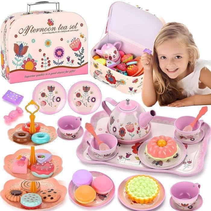 Service à Thé pour Enfants,Jouet de Cuisine Faisant Semblant pour Enfants Tea Party Jeux de Rôle,Dinette Enfant Service à Café