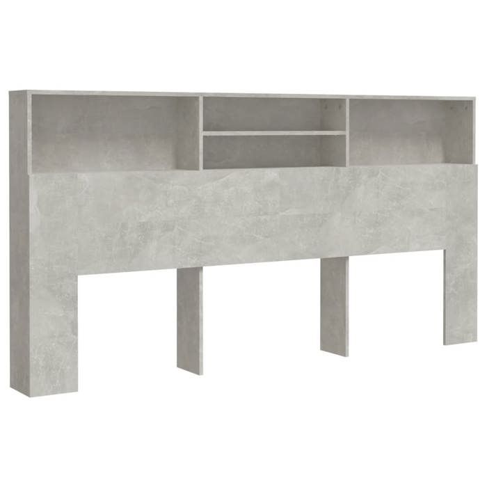 Headboard with storage, bedside accessory, bedside table, shelf, 200 x 19 x 103.5 cm, grey MDF, TDL0200031