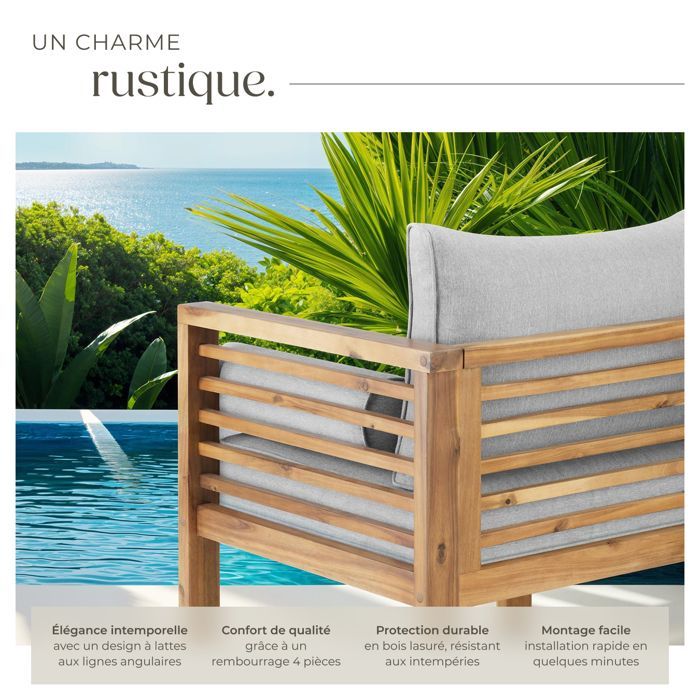 Fauteuils lounges - TECTAKE - Fauteuil de jardin BOKA en bois lasuré charge maximale 120 kg