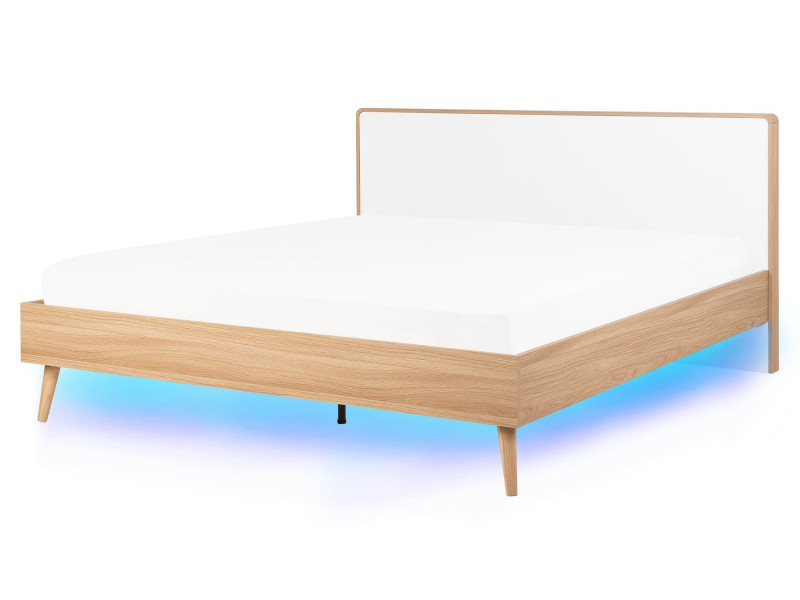 Łóżko LED drewniane 160x200 jasny brąz
