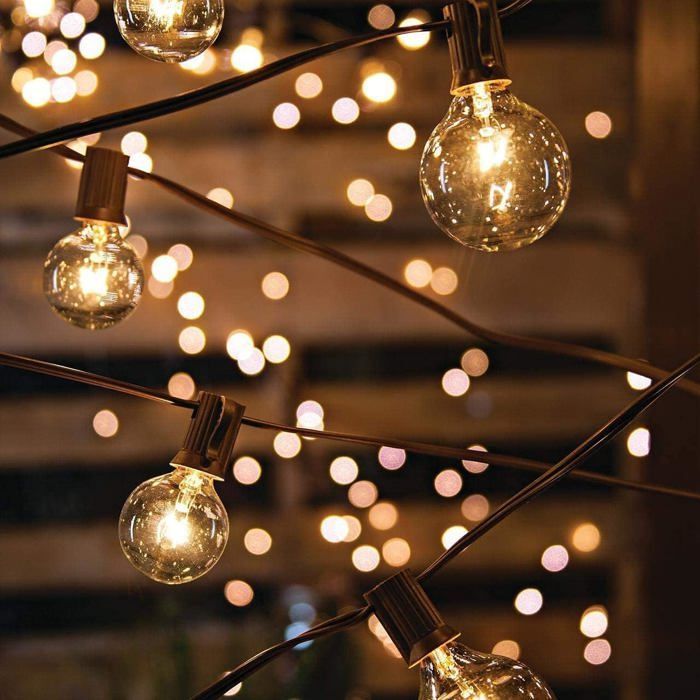 Guirnalda de luces para exteriores - HWDIY - 25 bombillas G40 - Resistente al agua IP44 - 15 m