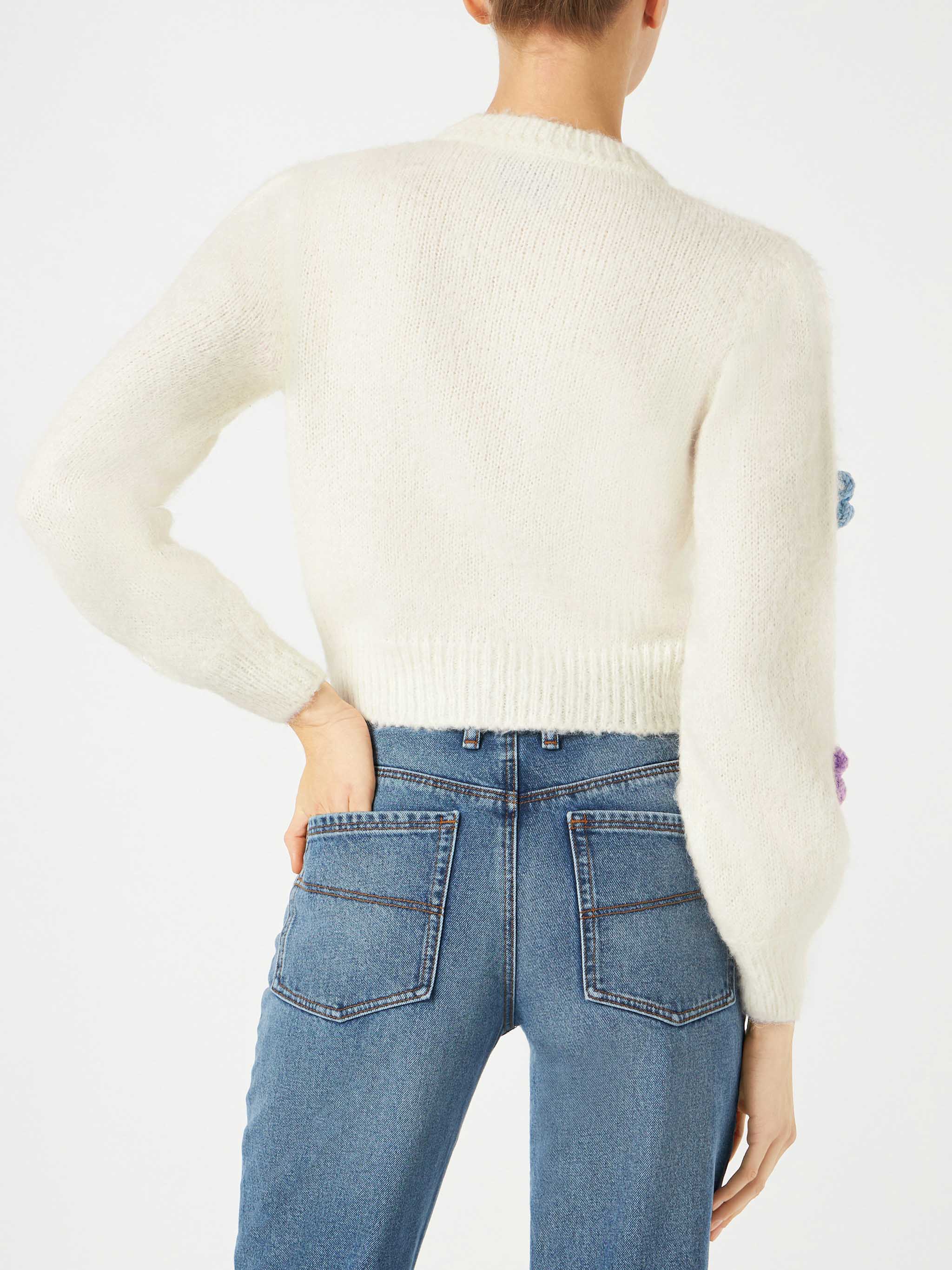 Geborsteld cropped damesvest met pofmouwen