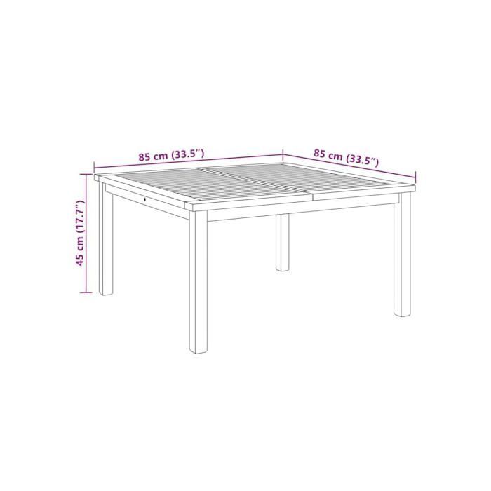 Mesa de centro de teca maciza - vidaXL - 85x85x45 cm - Marrón - Diseño moderno - Para jardín y patio - Teca maciza