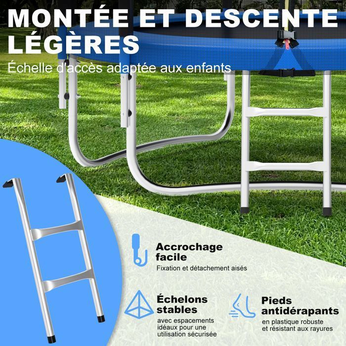 Trampoline Jardin 183 cm Noir et Bleu 6 FT- Sécurité et Performance pour Enfants et Adultes