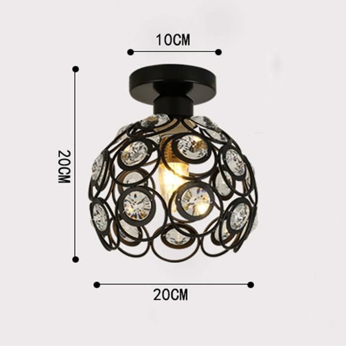 Lámpara de techo LED moderna UNI, lámpara de techo con jaula de cristal negro para sala de estar, baño y dormitorio (negro, 20 cm).