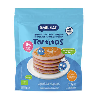 Tortitas Smileat Cereal Pancake Mix: Granen- en haverpannenkoeken met bosbessen 125 g