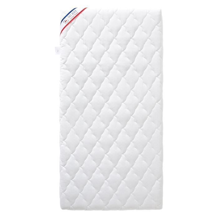 Materasso per neonati climatizzato - 70x140x10 cm - Reversibile - Rivestimento sfoderabile - Antiacaro - Prodotto in Francia