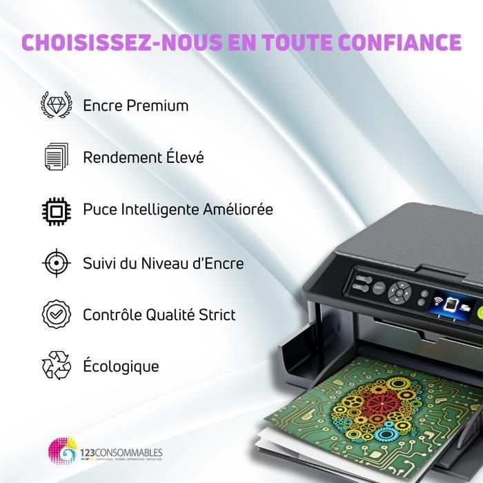 123CONSOMMABLES - 302XL - Cartouches d'encre Compatible avec HP 302 XL (Noir et Couleur), sans Niveau, Grande Capacité, pour DeskJe