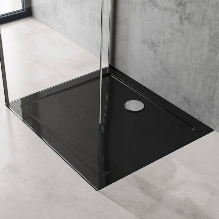 Plato de ducha rectangular de acrílico negro doporro 80x100 Faro2 80x100x4cm