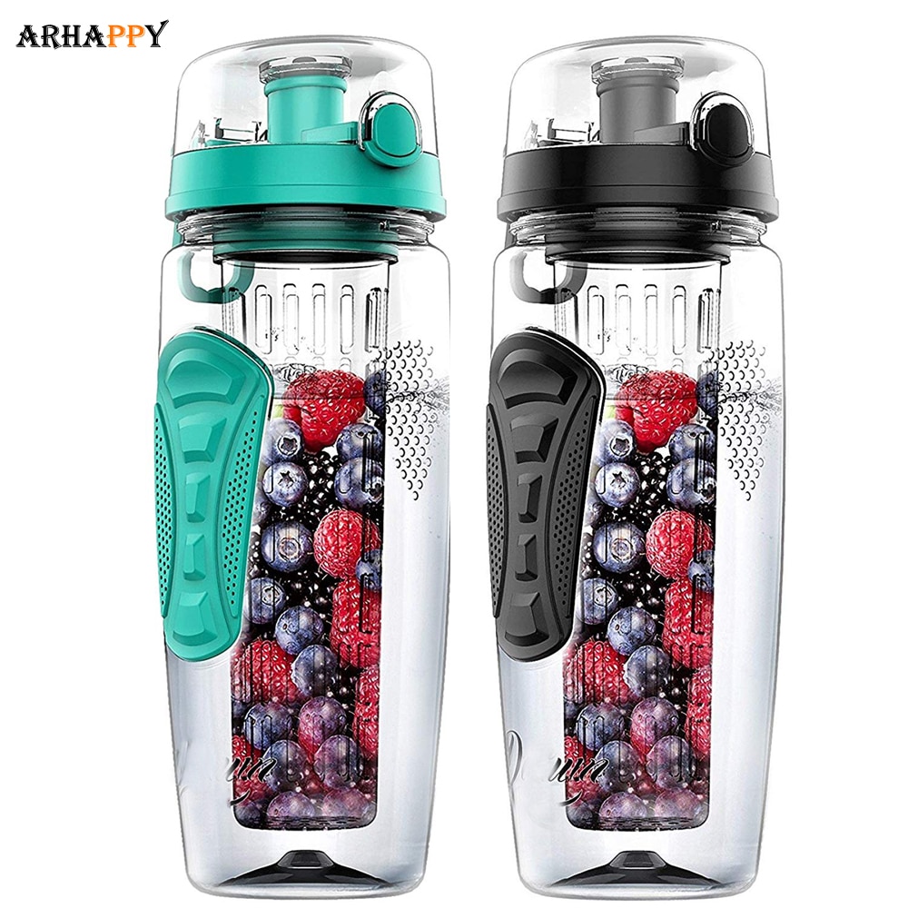 Botella de agua con infusor de frutas sin BPA, mezclador de zumos, botella de agua deportiva con limón, botellas para beber fruta para niñas