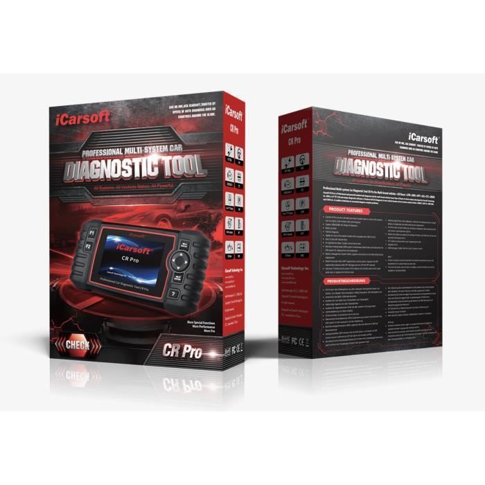 iCarsoft CR Pro | Mehrmarken-Kfz-Diagnosegerät (französischsprachig) | Professionelles OBD2-Diagnosegerät | Fehlercode-Auslesung | DPF | Einspritzdüse