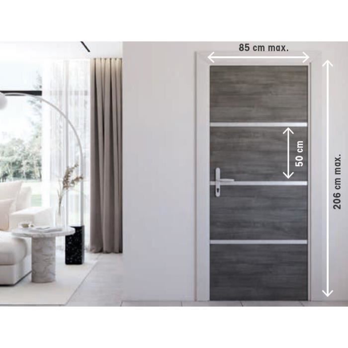 Kit de Renovação de Porta Interior - NORDLINGER PRO - 4 Painéis 85 x 50 cm e 3 Perfis 85 x 2 cm - Cinza Ágata