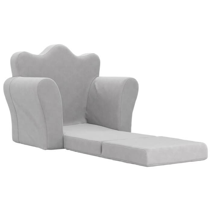 Canapé-lit pour enfants - vidaXL - Gris clair - Peluche douce - 54x34-90x45 cm - Housse amovible - Mousse épaisse