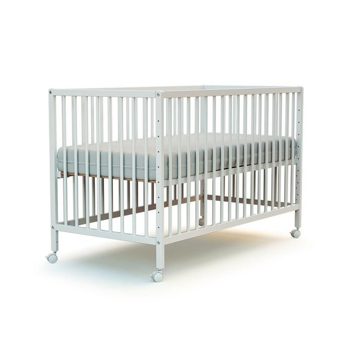 WEBABY - Beistellbett aus Holz mit Rollen 60 x 120 LIO Weiß - Einheitsgröße