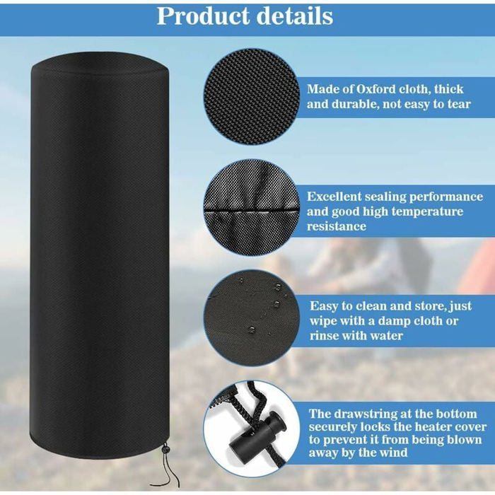 Funda para calefactor de exterior - PZCC - Cilíndrica - Impermeable - Tejido Oxford - 120x50x50 cm